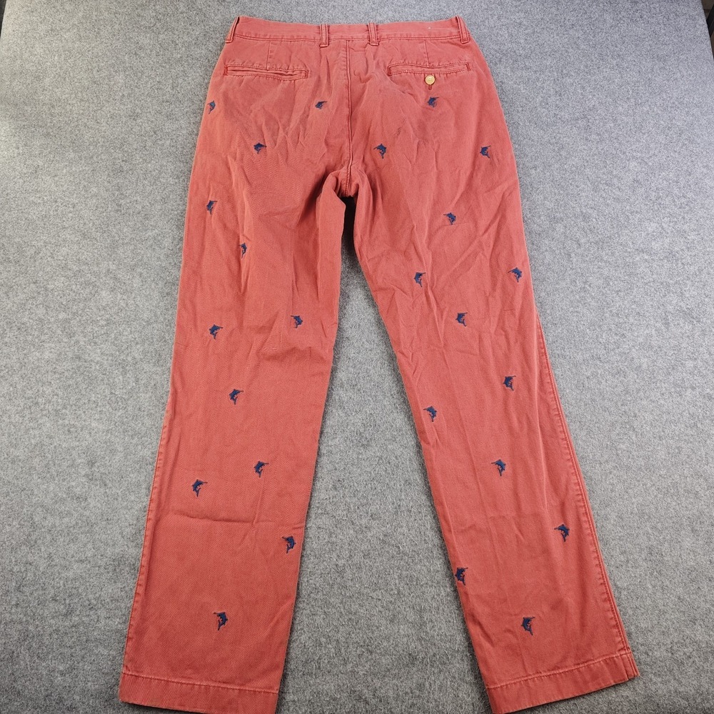 J Crew Pants Mens 32x32 Red Embroidered Marlin Fish Classic Fit Chino Vintage - Picture 9 of 10